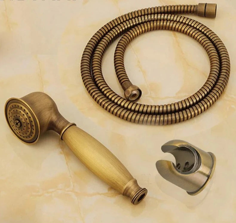 Antique Brass Hand shower Set Brass hand shower +1.5M Shower Hose Pipe+Hand Shower Holder