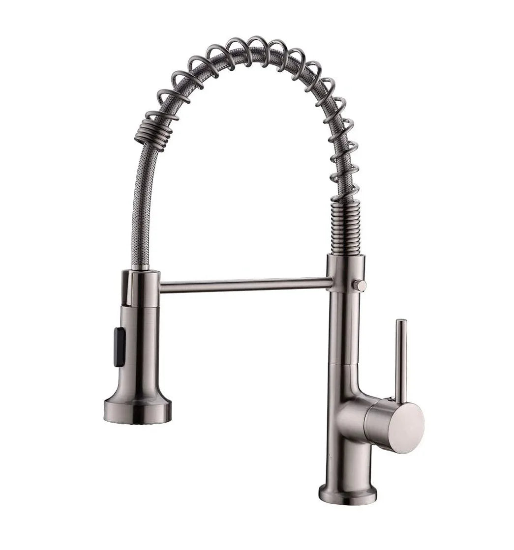 Pull Down Long Neck Thermostatic Stainless steel Kitchen Faucet ...
