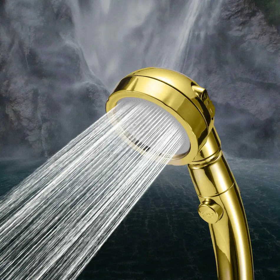 3 In 1 High Pressure Shower head Handheld with ON/OFF Pause Switc Gold 360 Degree Rotating 3 Speed Adjustment Shower Head