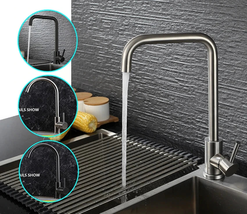 Black Kitchen Faucets Stainless Steel Kitchen Mixer Single Handle Single Hole Kitchen Faucet Brushed Nickle Mixer Sink Tap