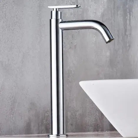 Basin faucet Single cold bathroom faucet basin mixer bathroom sink faucet tall chrome brass faucet for cold water