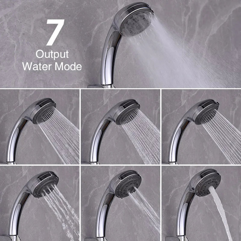 Adjustable 7 Modes High Pressure Shower Head Water Saving SPA Family House Bathroom Necessories Multifunctional Use