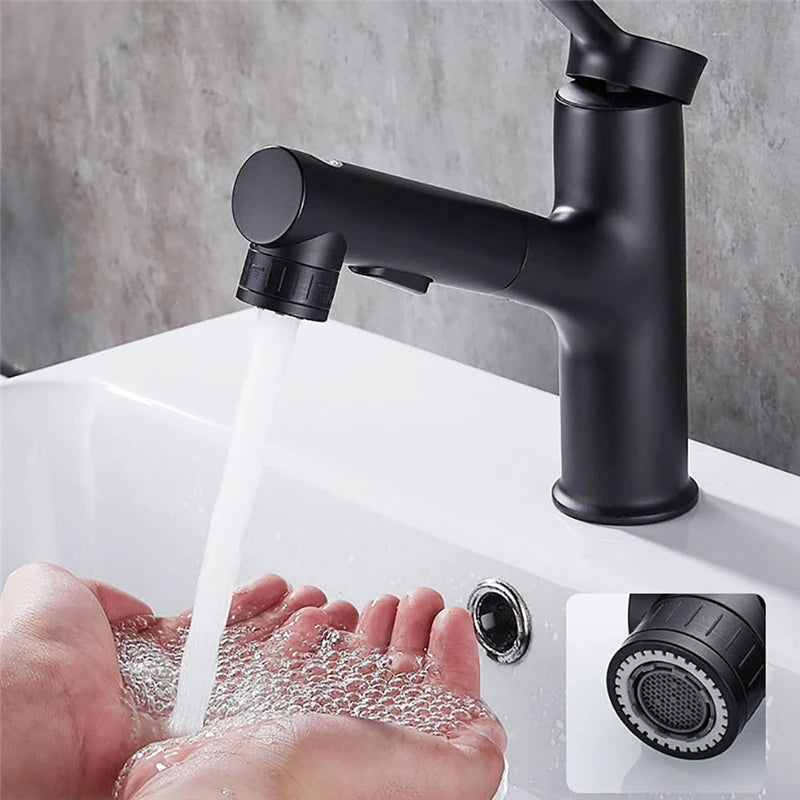 Bathroom Basin Sink Faucet Rinser Sprayer Gargle Brushing with Inlet Pipe 3 Modes Pull Out Style Mixer Tap Cold&Hot Basin Faucet