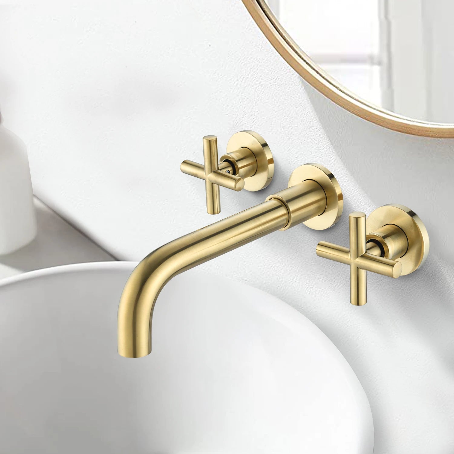 Bathroom Faucet Wall Mounted Sink Faucet 3 Colors Brass Archaize ...