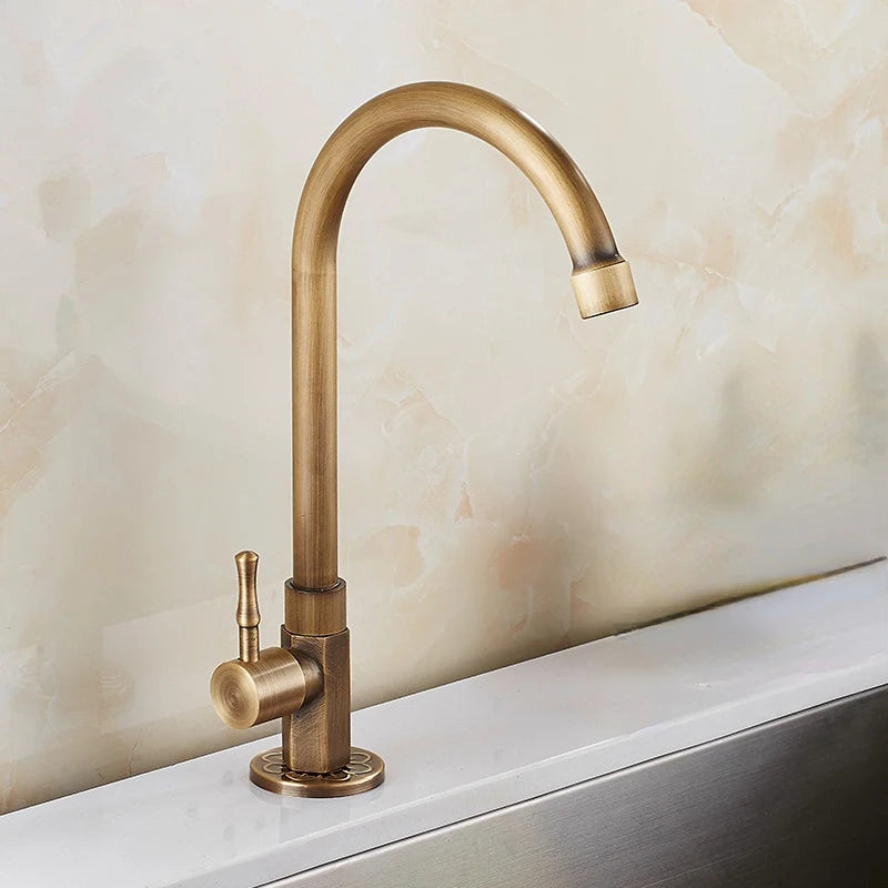 Brass Classic Faucets Cold Water Kitchen Faucet  Single Lever Bronze Brushed Finish  Tap