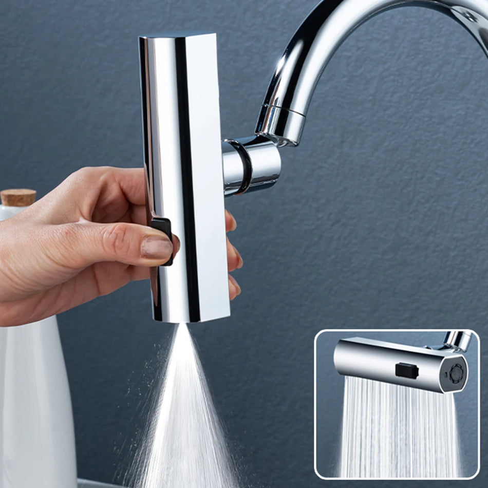 360° Rotatable Waterfall Kitchen Faucet Rustproof Large Water Flowing Sink Tap For Bathroom