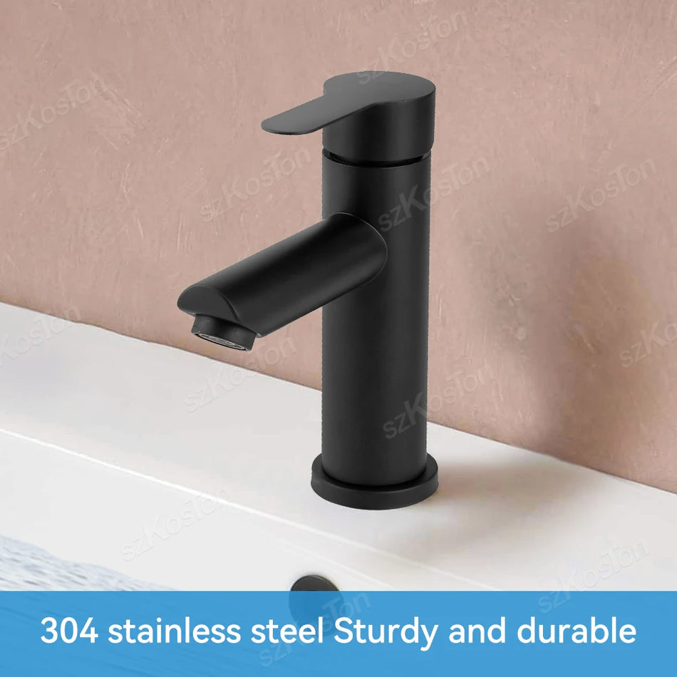 Black Bathroom Faucets Hot and Cold Mixer Faucets Vanity Bathroom Kitchen Deck Mounted Stainless Steel Bathroom Sink Faucets