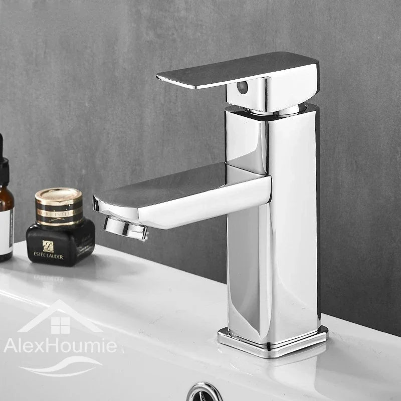 Basin Sink Bathroom Faucet Deck Mounted Hot Cold Water Basin Mixer Taps Black Lavatory Sink Tap 2024