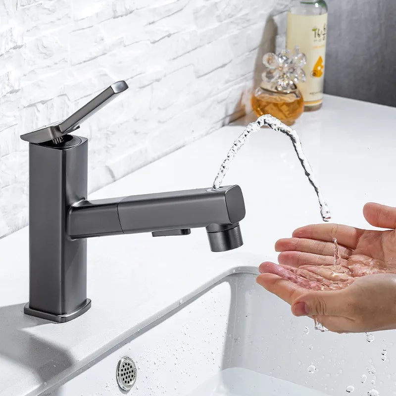 Bathroom Faucet Can Be Pulled and Rotated Bathroom Sink Faucet Cold and Hot Water Outlet Washbasin Faucet Bathroom Accessories