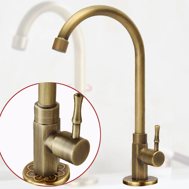 Stainless Steel Kitchen Faucet Deck Sinks Faucet Saving Nozzle High Arch 360 Degree Single Cooled Water Tap Kitchen Accessories