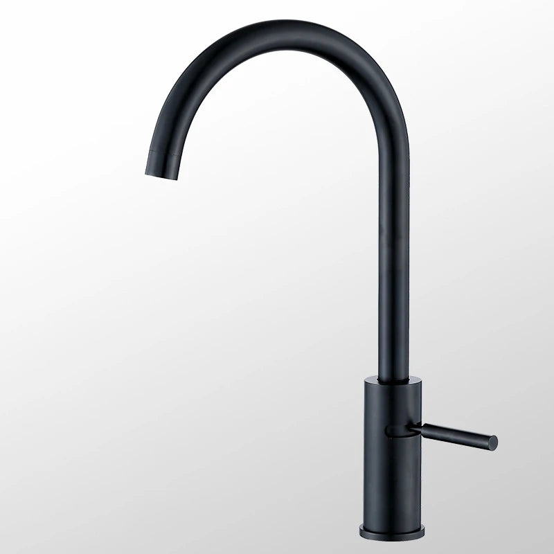 Classic Side Open 304 Stainless Steel Kitchen Faucet Hot and Cold Mixing Valve Tap Single Handle Single Hole