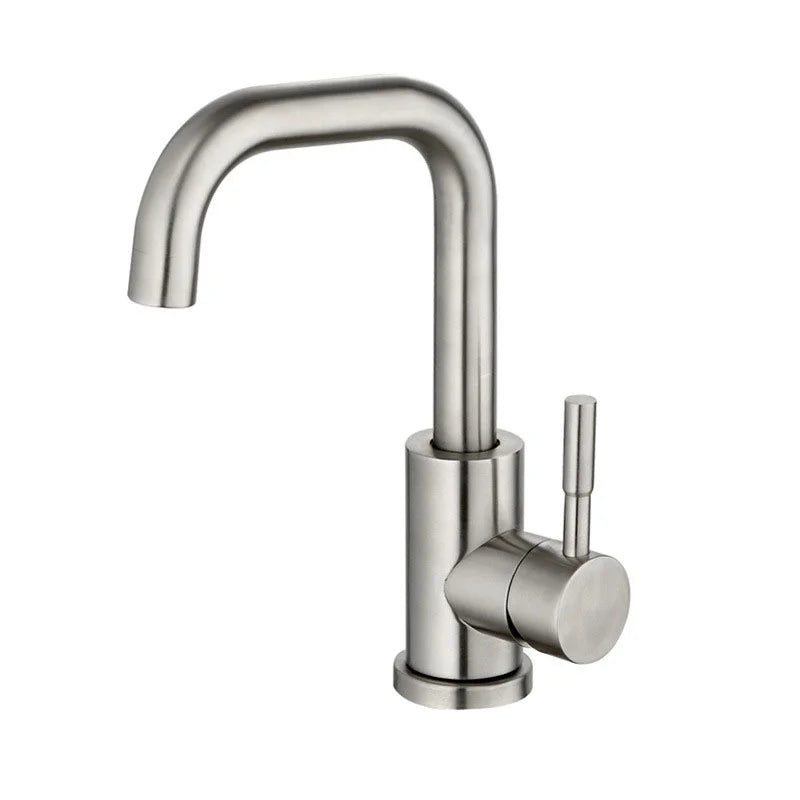 Hot Cold Water Faucet Bathroom Kitchen Basin Single Handle 304 Stainless Steel Sink Faucets 2 Holes  Kitchen Faucet