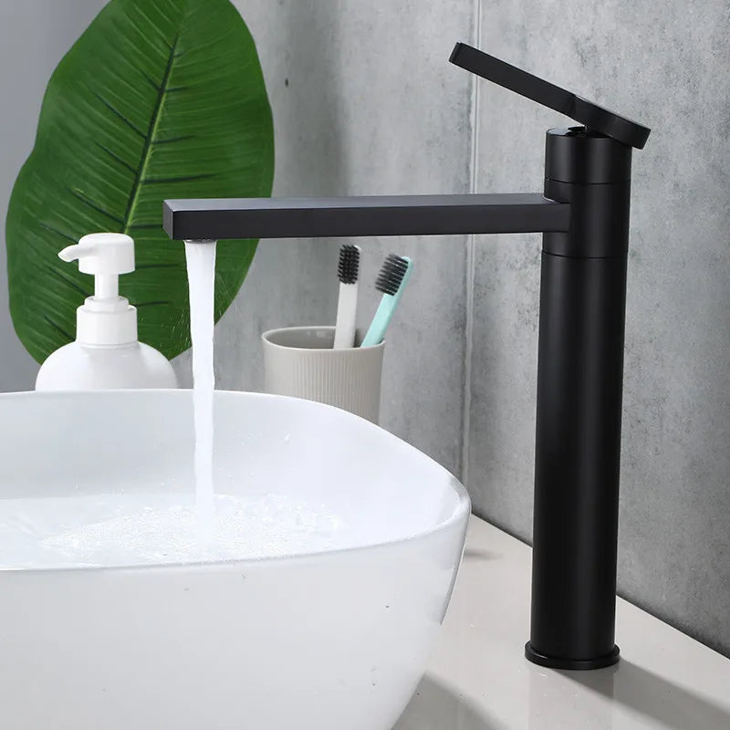 Black Bathroom Faucet Solid Brass Gold Bathroom Basin Faucet Cold Hot Water Basin Mixer Sink Tap Deck Mounted Wash Tap