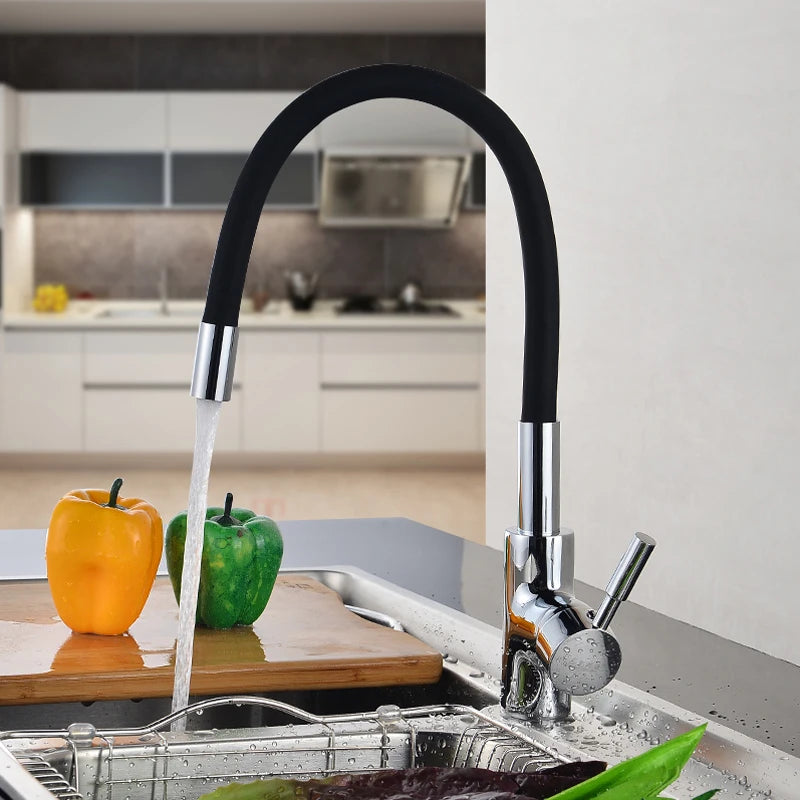 Kitchen faucet, practical hot and cold swivel telescopic flexible universal hose sink faucet