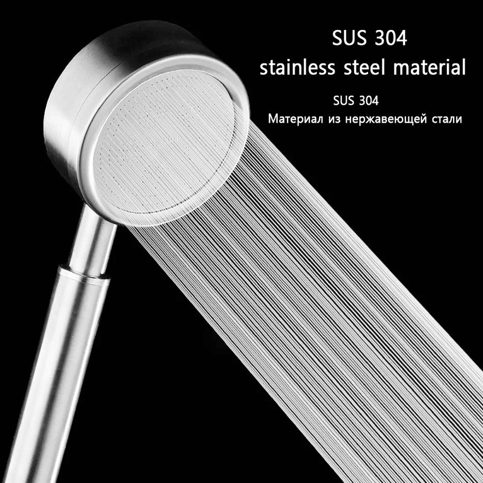 Bathroom Brushed Handheld Shower Head 304 Stainless Steel Pressurized Rain Shower Head Spa Water Saving Shower Head with Filter